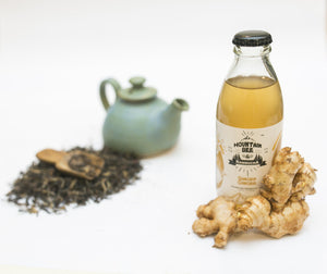 Mountain Bee Kombucha in Bangalore for gut-health, probiotics, low-calories, live-cultured drink. Ideal alternative for soda, caffeinated beverages and alcohol. Singer Ginger Kombucha, All natural, bioavailable antioxidants
